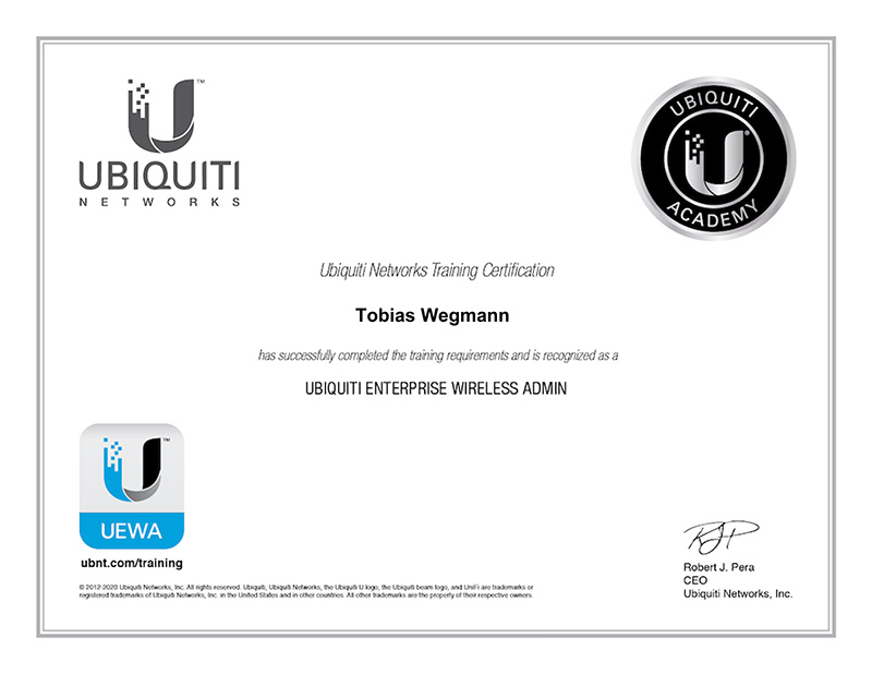 Certificato Ubiquiti Academy