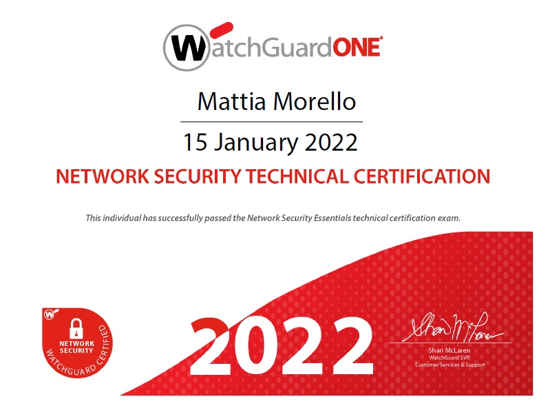 Ventunocento Srl Certificazione WatchGuard Network Security