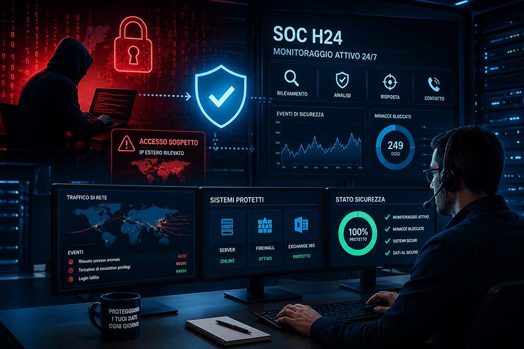 Attacco hacker SOC H24